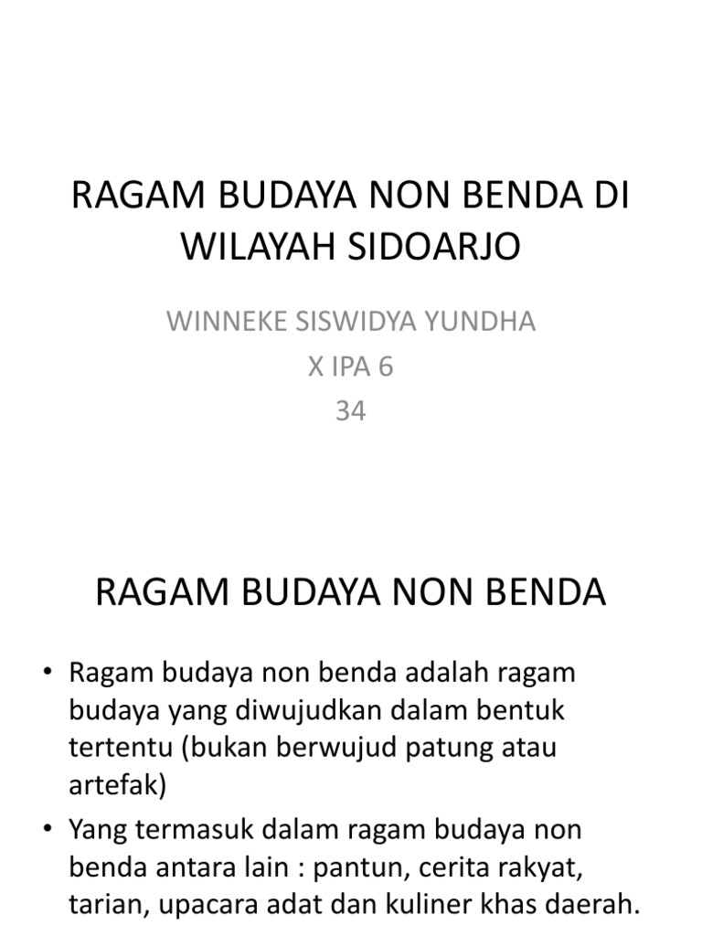 Ragam Budaya Non Benda Di Wilayah Sidoarjo Pdf