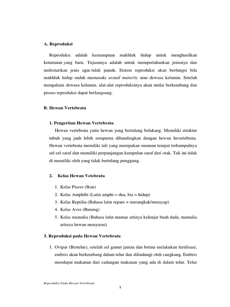 Makalah Sistem Reproduksi Pada Hewan Vertebrata - Riset