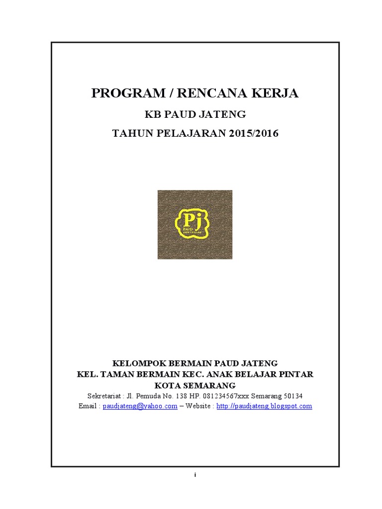 A 1 15 17 Program Rencana Kerja Paud Kb Tk Pdf