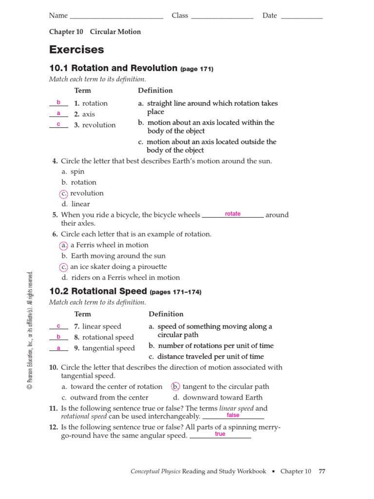 CH 10 Circular Motion Exercises Answers PDF | PDF | Speed | Rotation ...