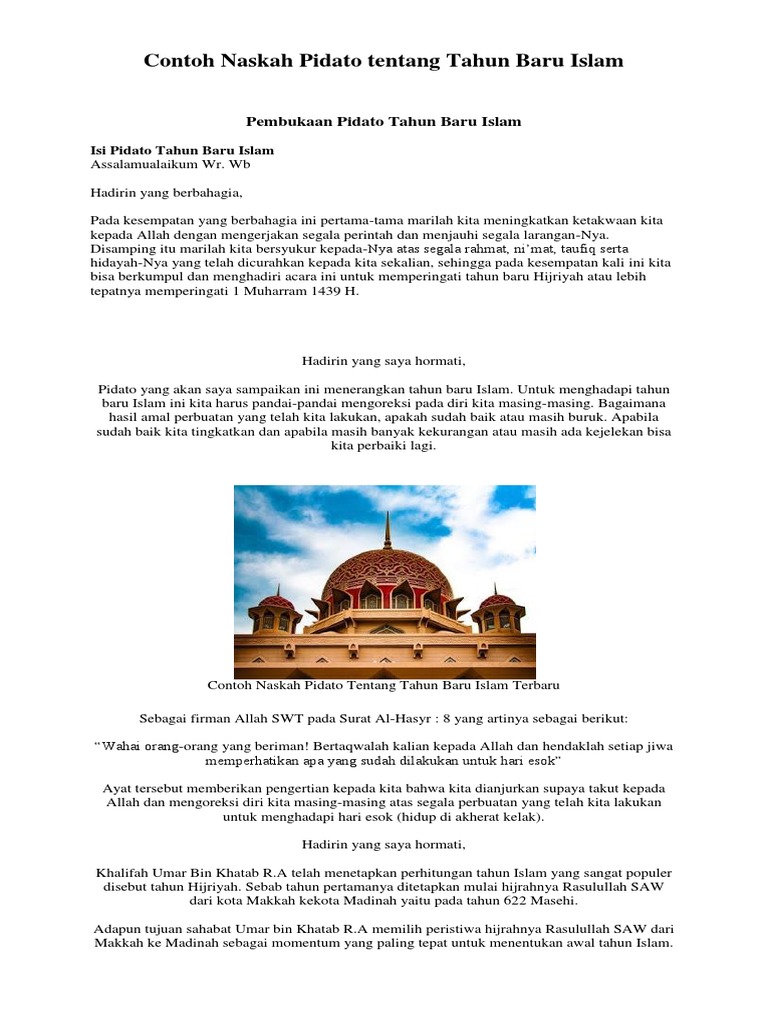 Contoh Naskah Pidato Tentang Tahun Baru Islam