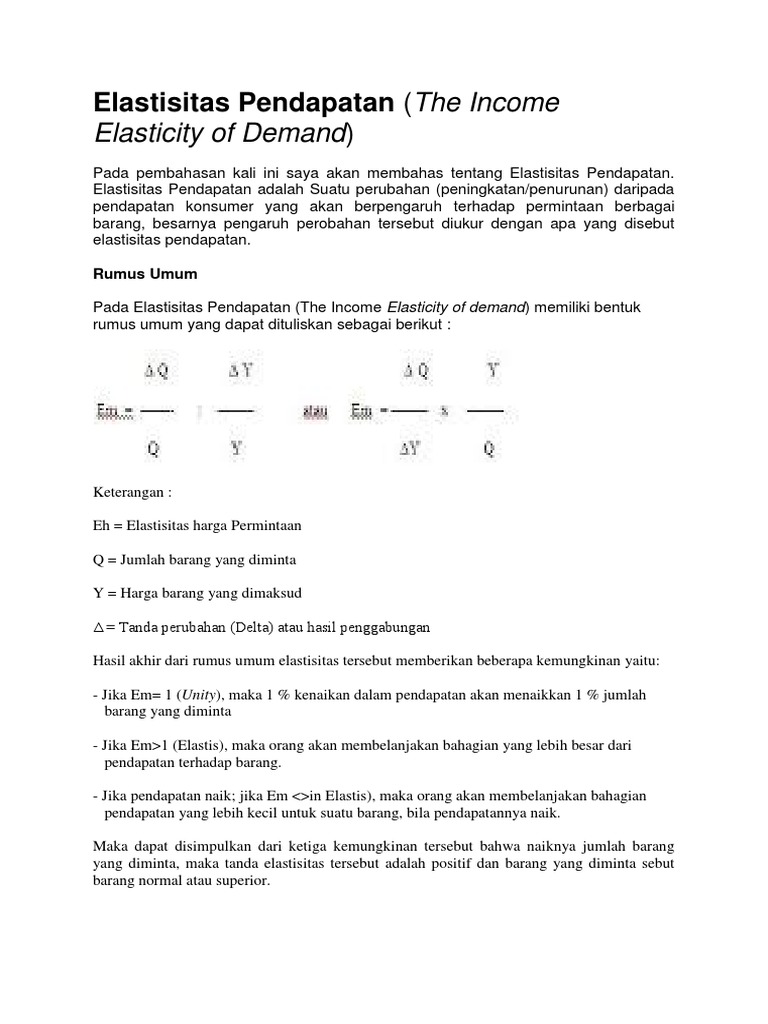 Elastisitas Pendapatan