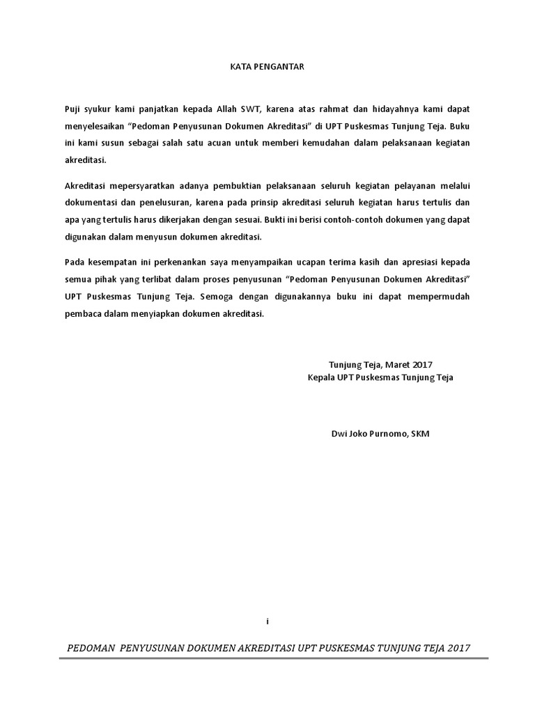 Kata Pengantar Pedoman Akreditasi PDF