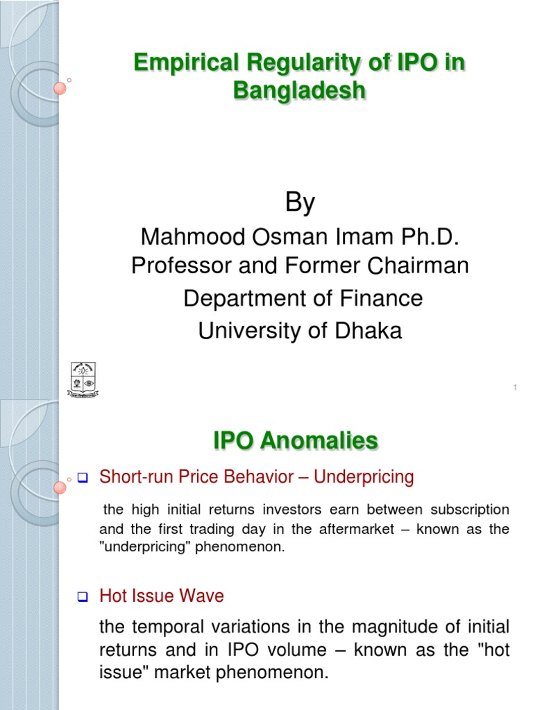 Emrirical Regularity of IPO in BD PDF | PDF | Initial Public Offering ...