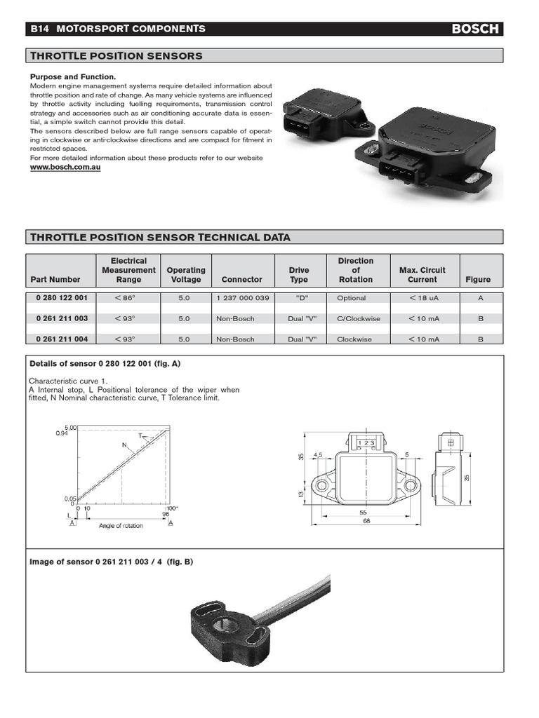 Bosch Throttle Position Sensors Overview | PDF | Throttle | Angle