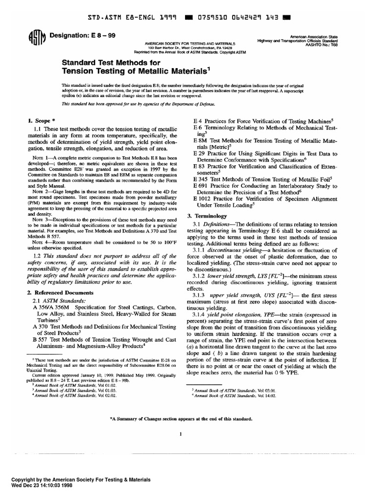 Astm E8 Pdf