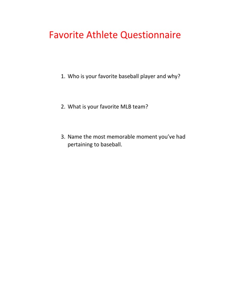 Favorite Athlete Questionnaire PDF