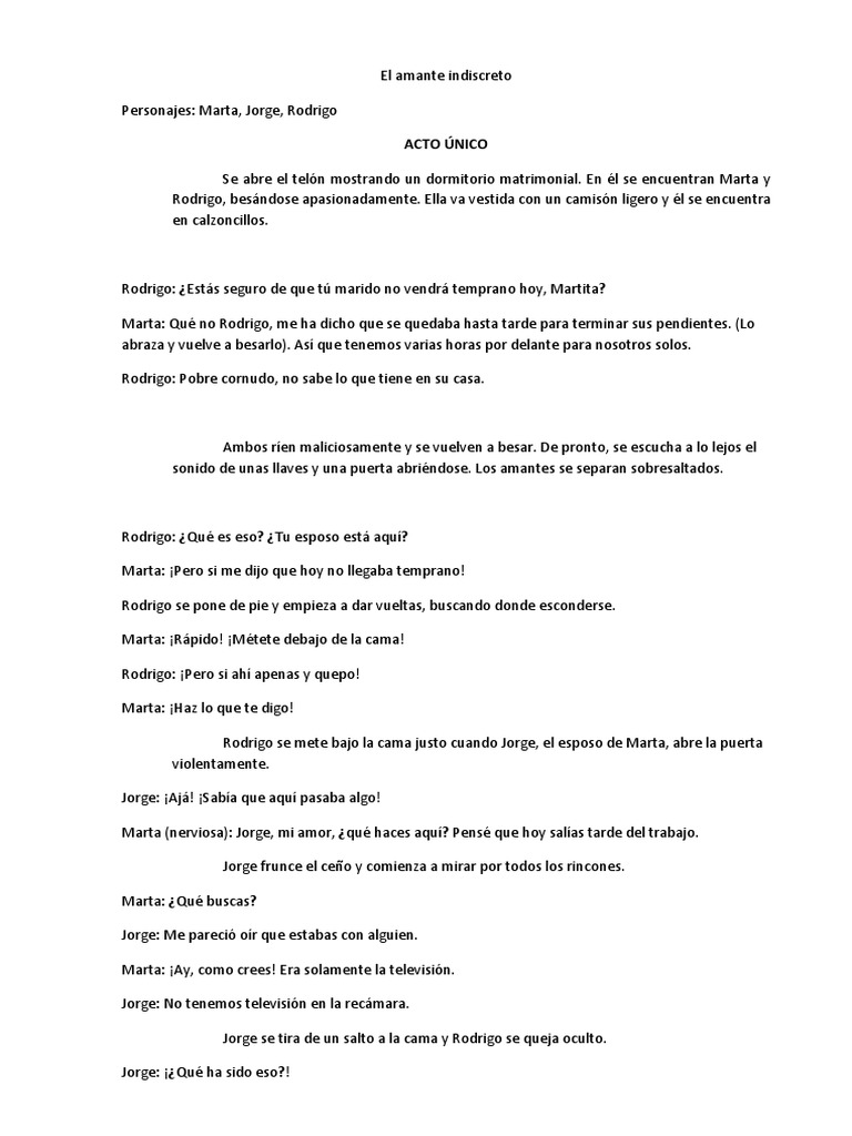 Obras de Teatro Cortas Tres Personajes PDF Amor