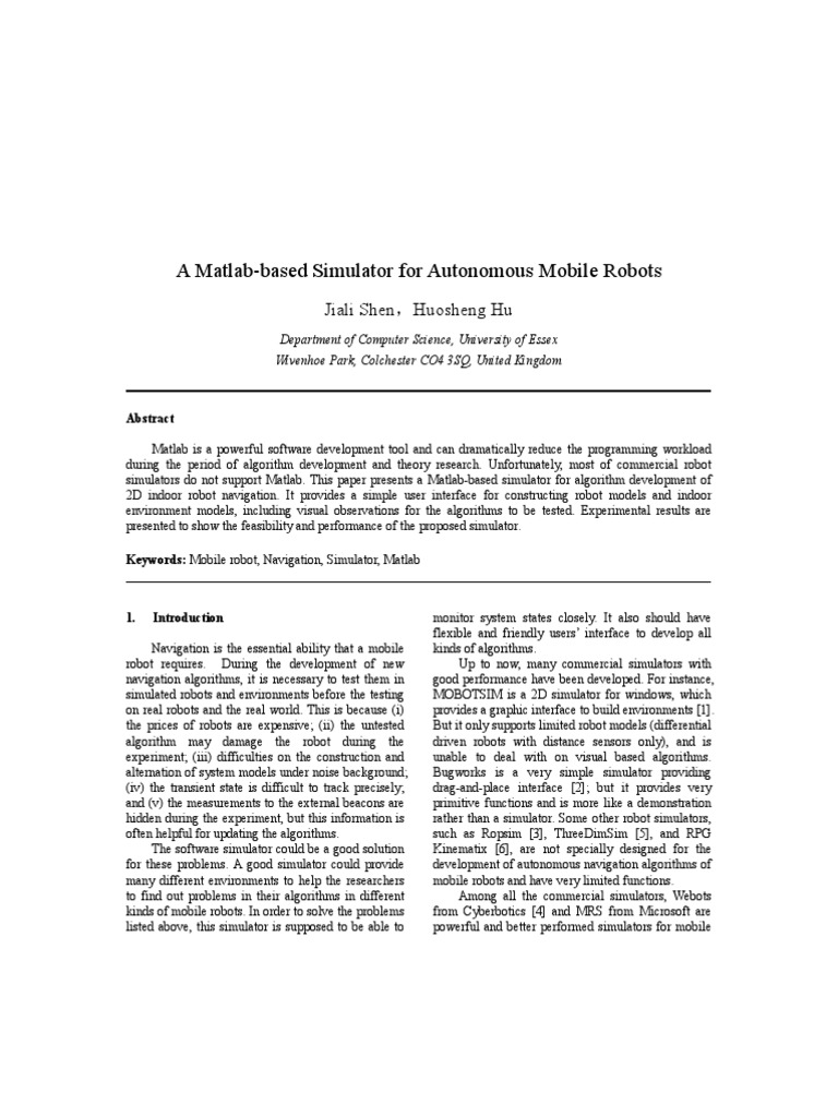 Matlab Simulator for Mobile Robot Navigation | PDF | Simulation ...
