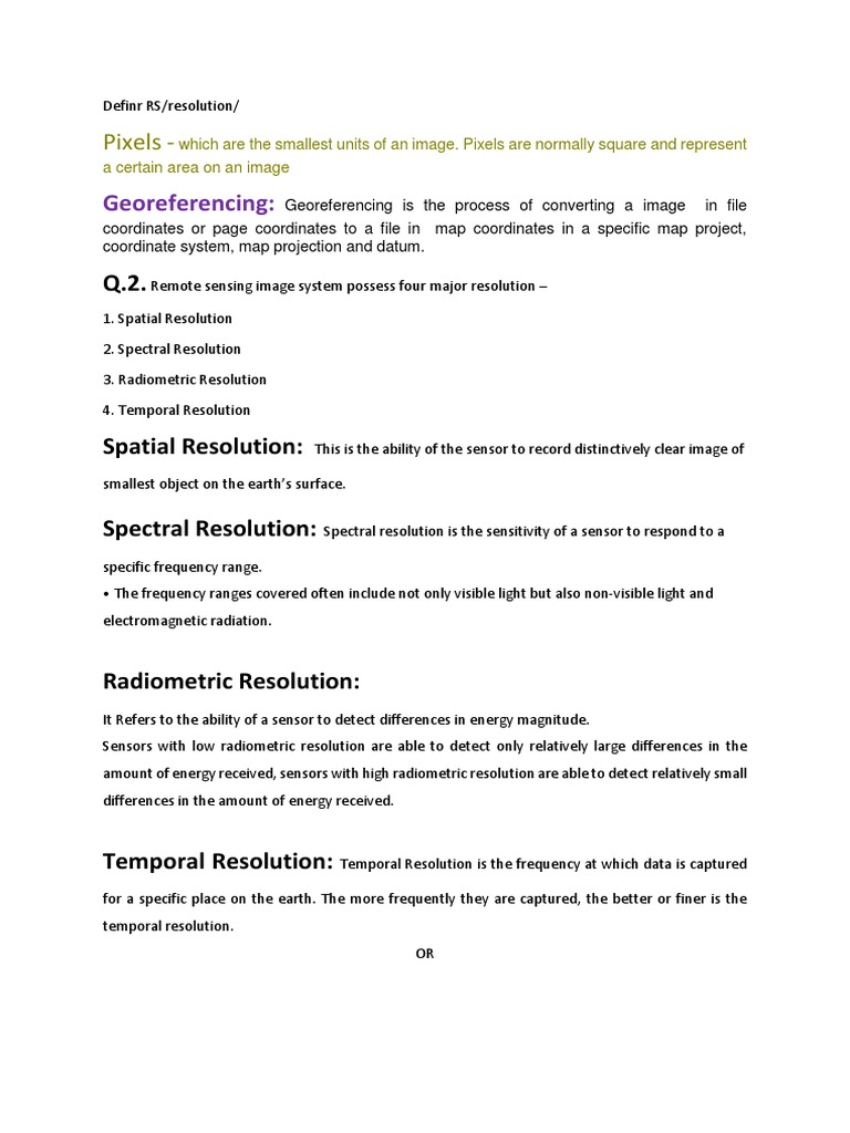 Remote Sensing Basics Pdf Image Resolution Electromagnetic Spectrum