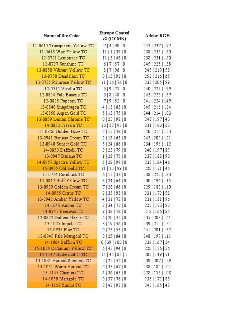 Pantone Tc Color Book Pdf Color Nature