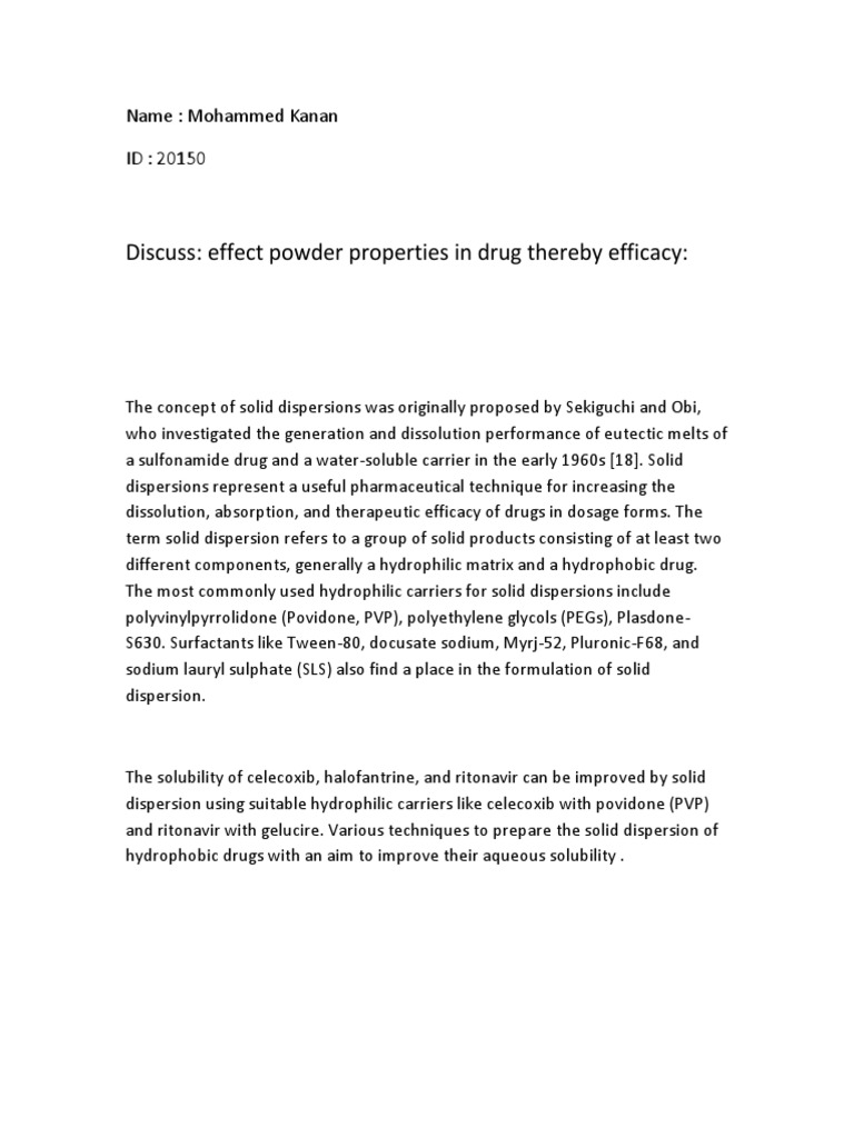 Enhancing Drug Efficacy with Solid Dispersions | PDF