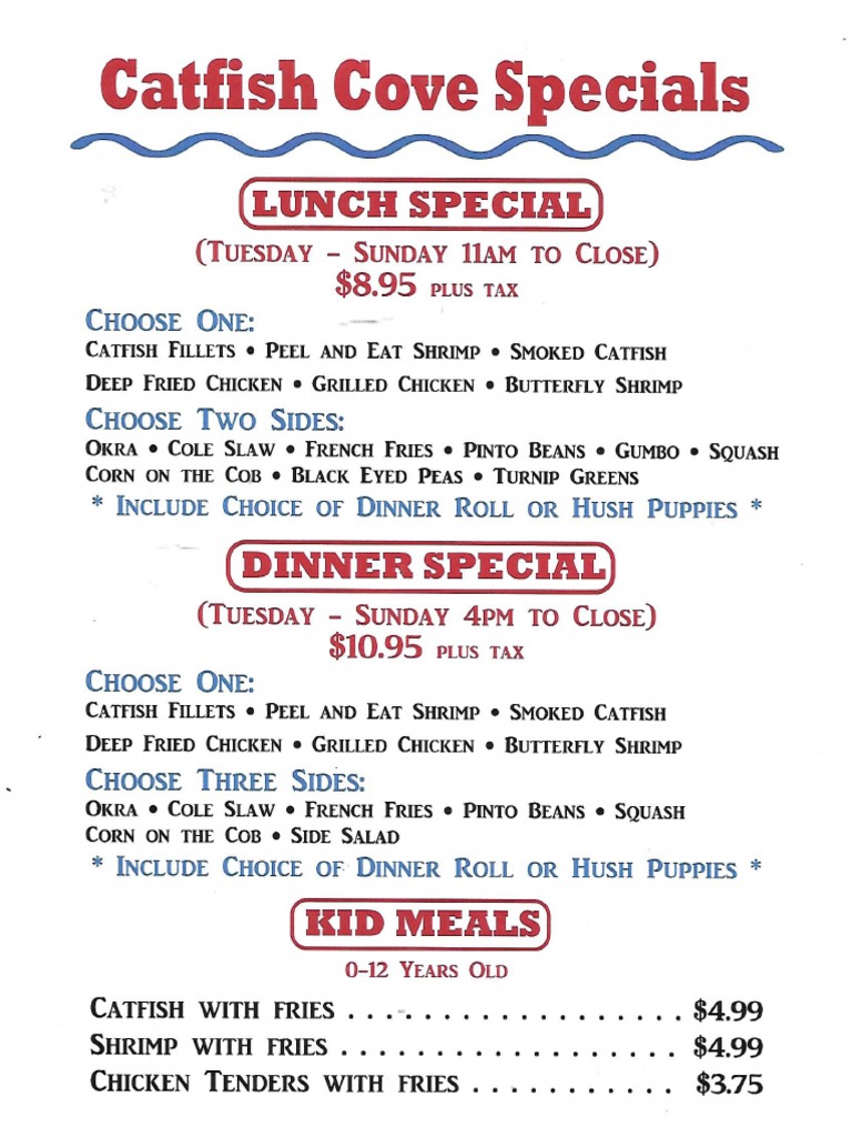 catfish coves menu