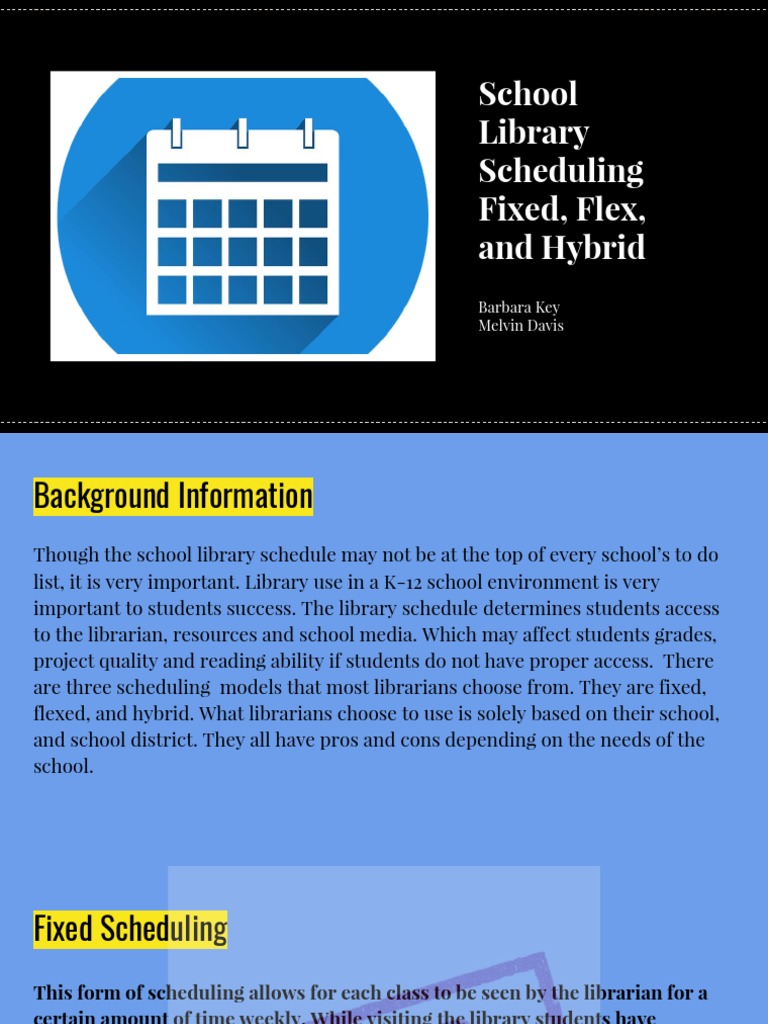 School Library Scheduling Fixed Flex and Hybrid | PDF | School Library ...