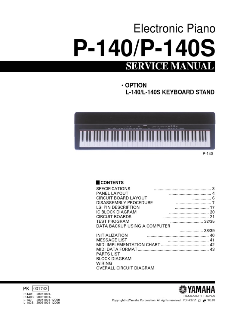 『3年保証』 Yamaha P-140 Service Manual | PDF アート・デザイン・音楽