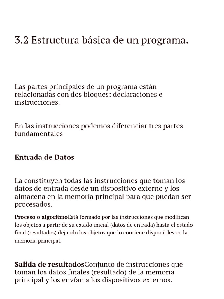 Estructura básica de un programa | PDF | Programa de computadora ...