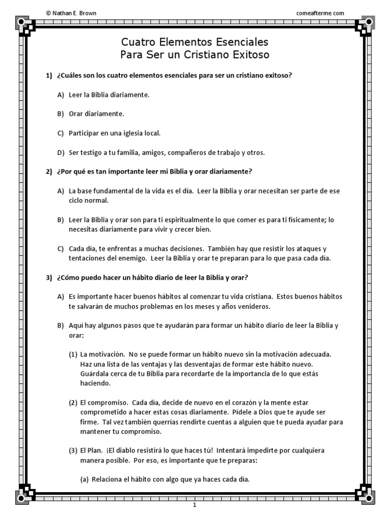 4 Elementos Esenciales para Ser Un Cristiano Exitoso | PDF | Testimonio ...