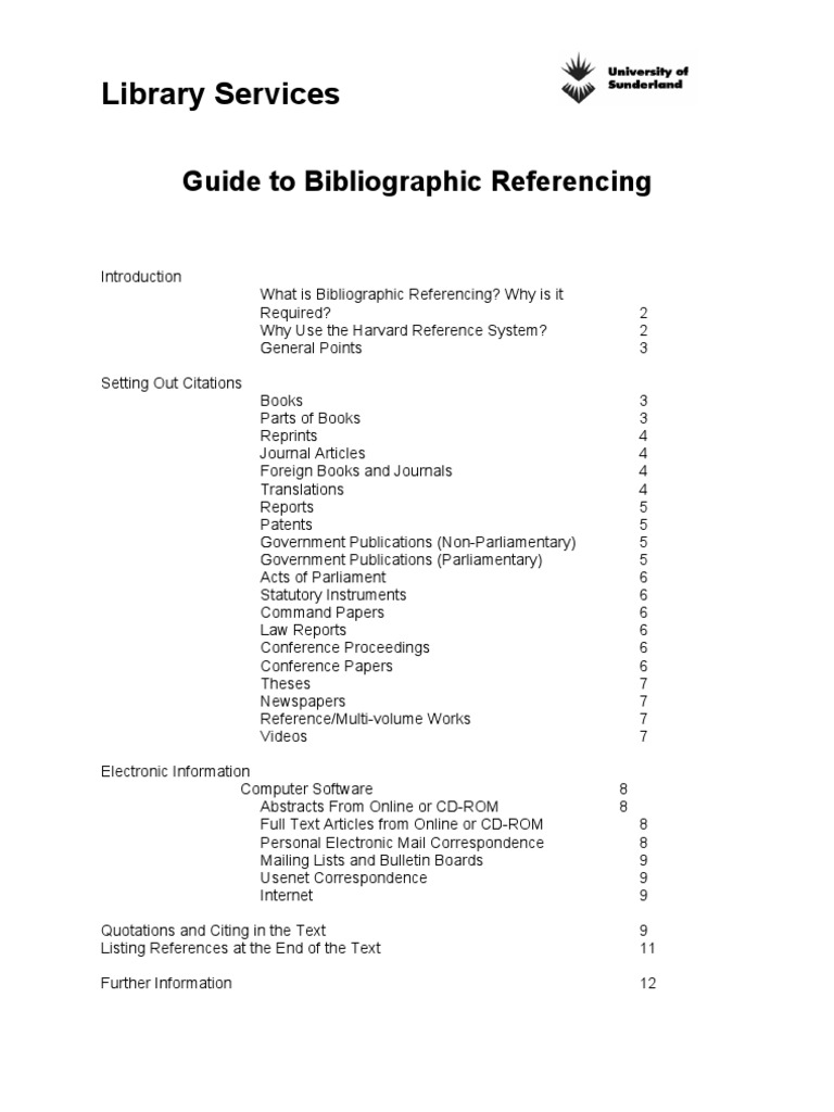 Harvard Style Referencing Guide Citation Bibliography