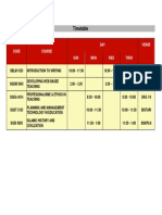 Timetable: Code Course DAY Venue