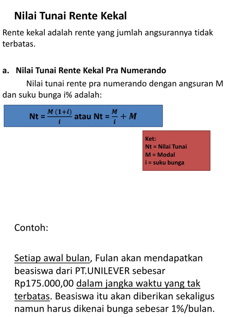 Nilai Tunai Rente Kekal dan Contoh Soal | PDF