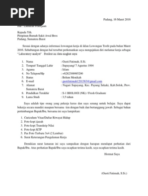 Surat Lamaran Kerja Rs Awal Bros Pdf