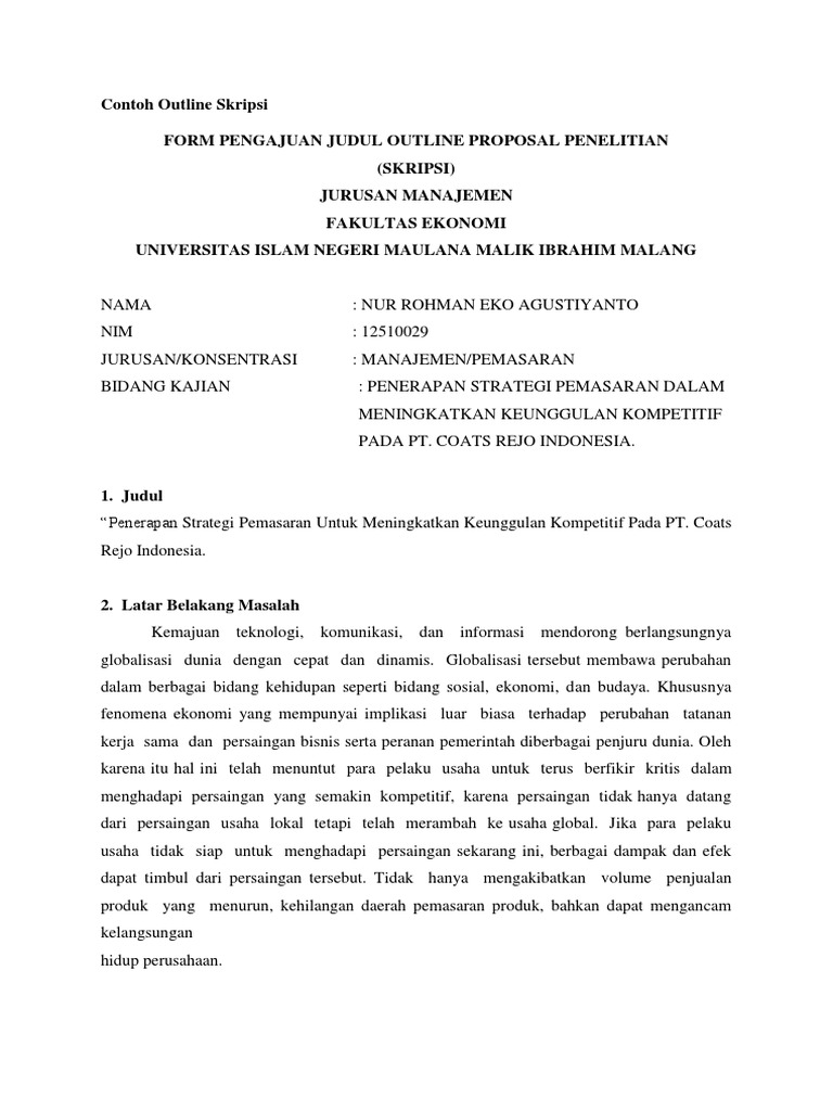 Contoh Outline Skripsi Akuntansi My Pdf - Riset
