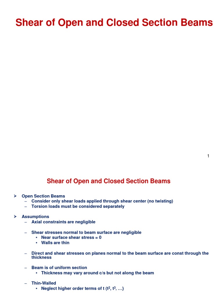 Shear of Open and Closed Section Beams | PDF | Beam (Structure) | Shear ...