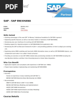 Sap - Sap Bw/4Hana: Skills Gained