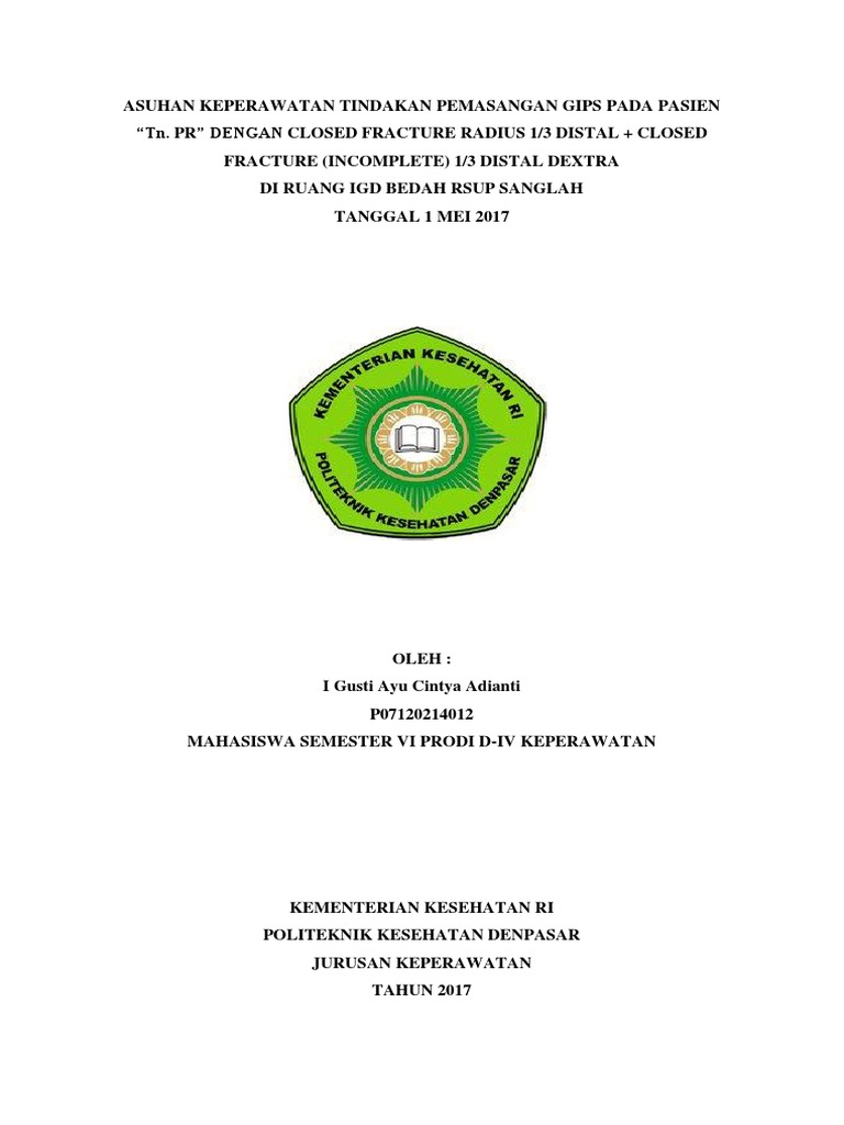 Pemasangan Gips pada Fraktur Radius | PDF
