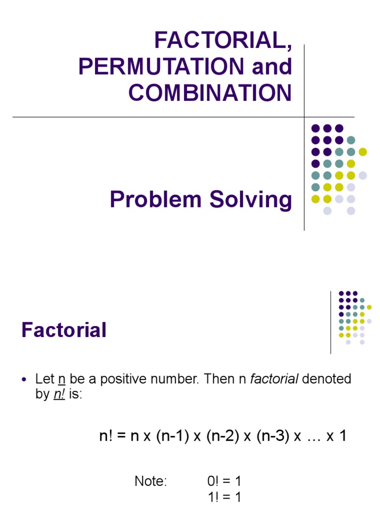 Factorial Combination and Permutation PDF Discrete Mathematics Mathematical Concepts