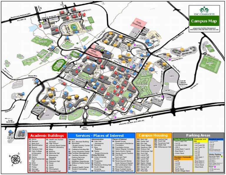 Unc Charlotte Campus Map Uncc Campus Map | Pdf