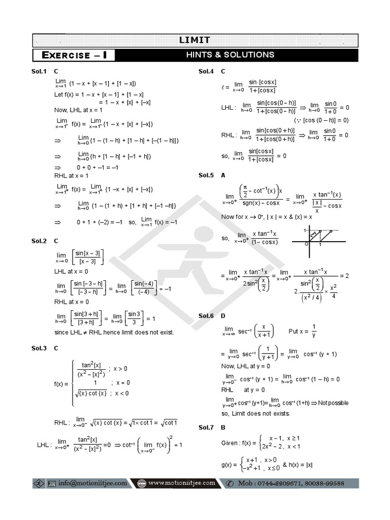 Limit Calculations and Solutions | PDF | Trigonometric Functions ...