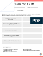 Student Feedback Form: DIRECTIONS: Please Answer Each Question With As Much Detail As Possible. Use The Checklist at The