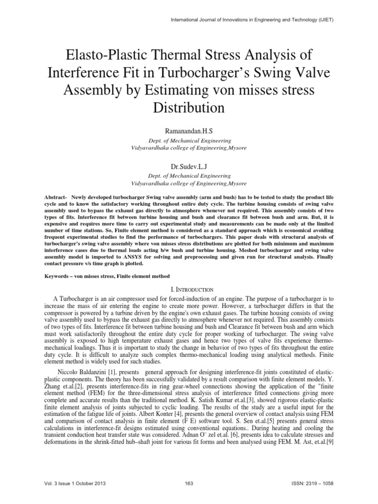 ElastoPlastic Thermal Stress Analysis of Interference Fit in