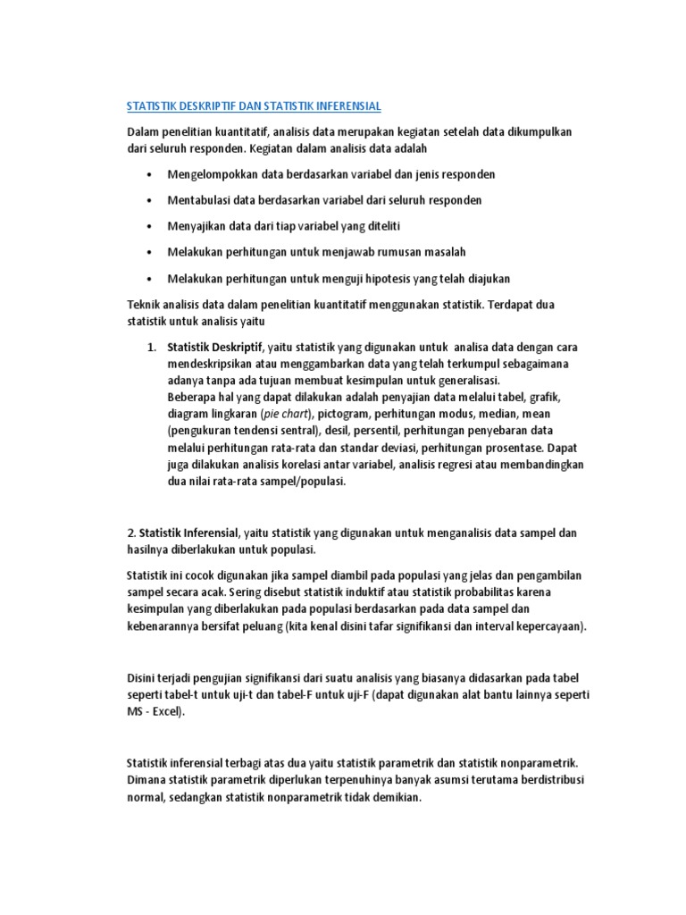 Statistik Deskriptif Dan Statistik Inferensial