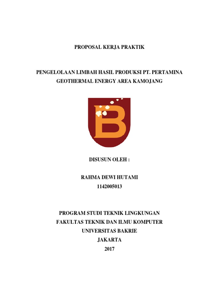 Proposal Pengajuan Kerja Praktik PT. Pertamina Geothermal ...