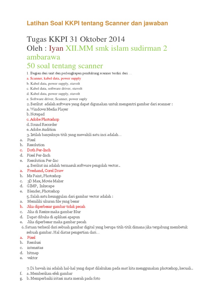 Latihan Soal Kkpi Tentang Scanner Dan Jawaban