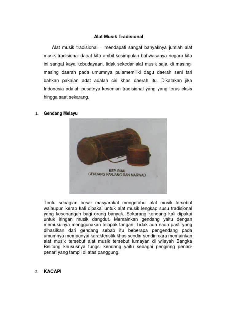 Kliping Alat Musik Tradisional Indonesia