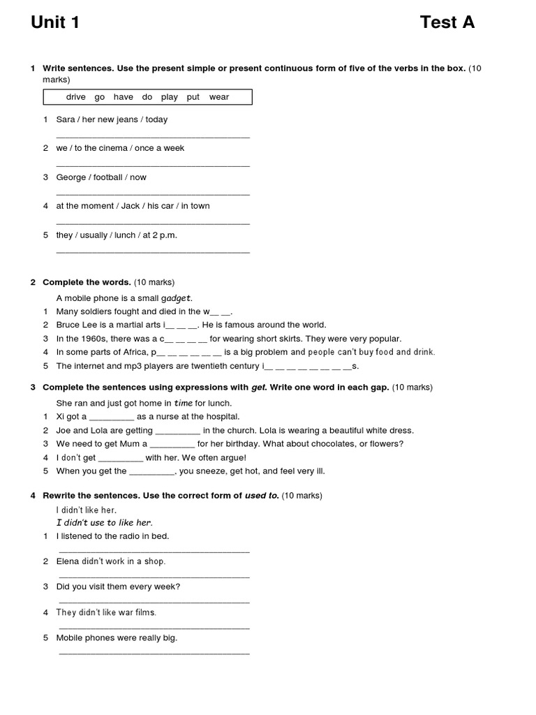 English Plus 4 Unit 1 Test A | PDF
