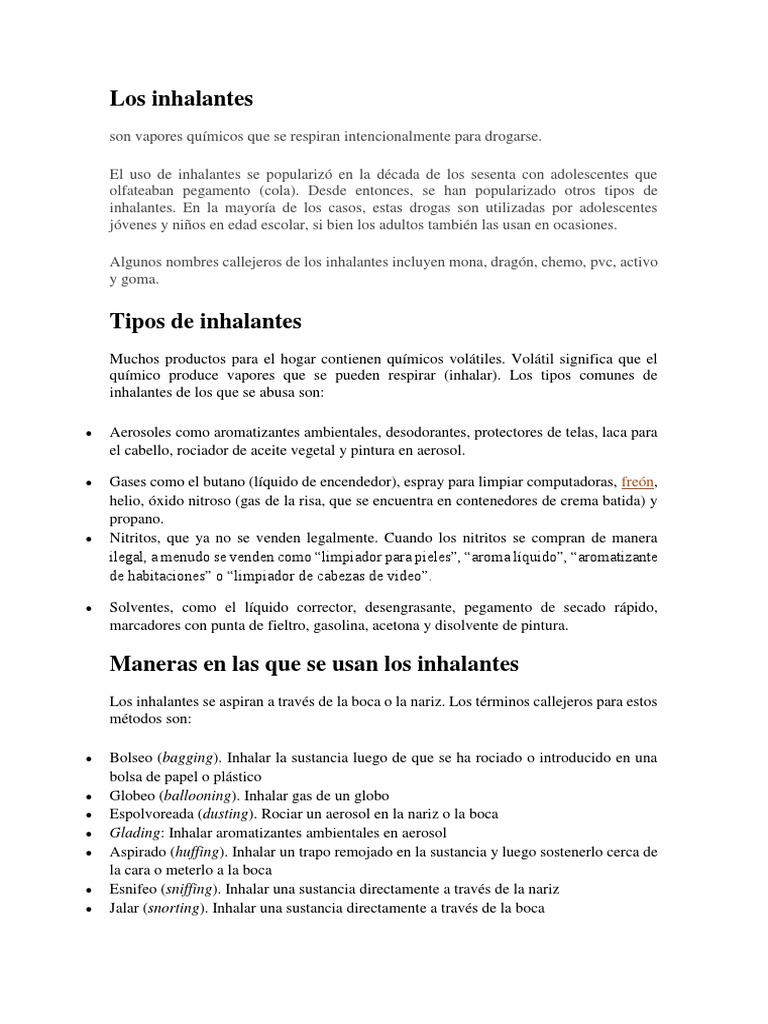 Inhalantes: Riesgos y Prevención | PDF | Salud y bienestar | Medicina