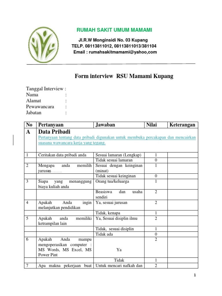 Pertanyaan Interview Di Rumah Sakit Dan Jawabannya - Berbagai Rumah