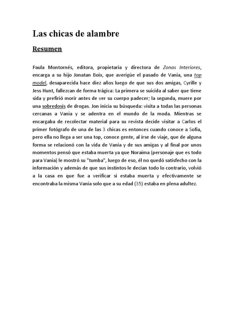 Las chicas de alambre Resumen