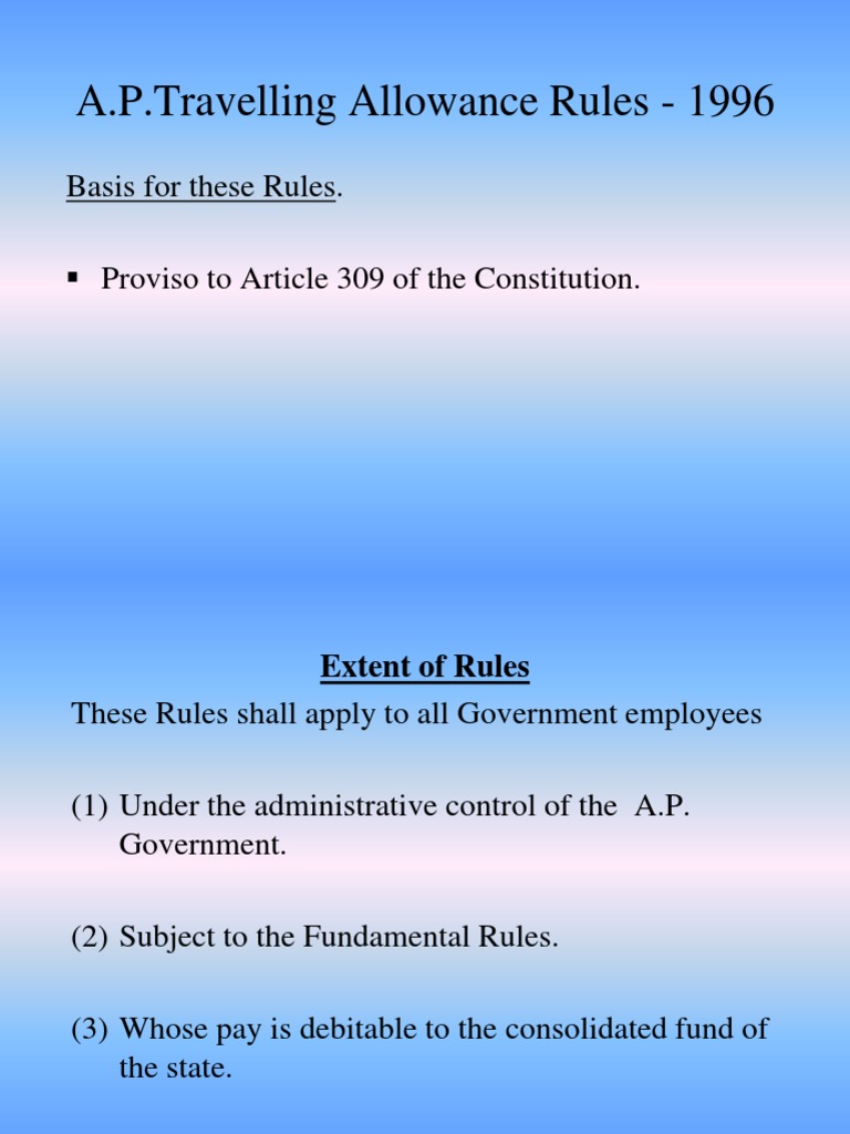A.P Travelling Allowance Rules (1) Rail Transport Rail Freight