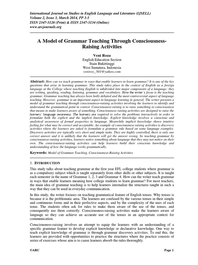 Model To Teach Grammar | PDF | Grammar | Consciousness