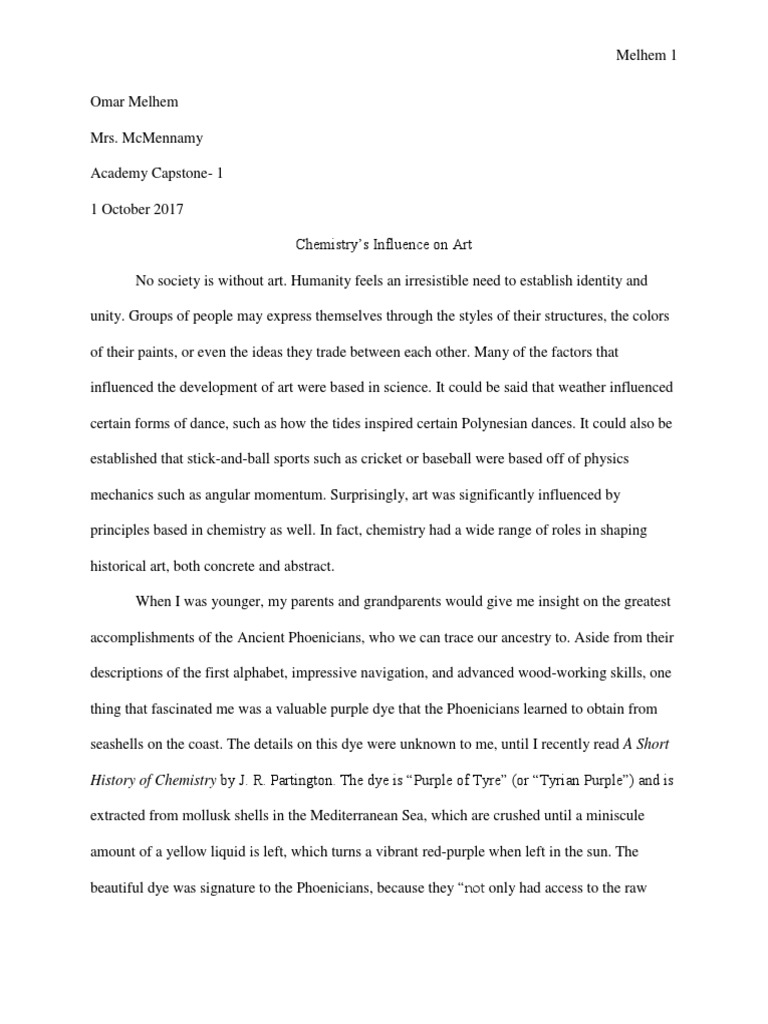 history of chemistry essay