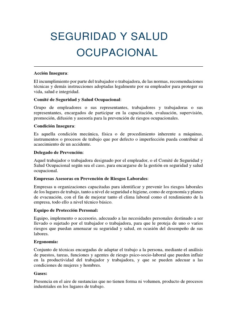Salud y Seguridad Ocupacional | PDF | La seguridad | Derecho laboral