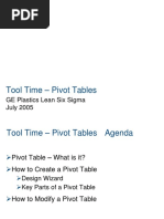 Tool Time - Pivot Tables: GE Plastics Lean Six Sigma July 2005