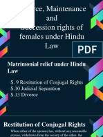 Divorce, Maintenance and Succession Rights of Females Under Hindu Law