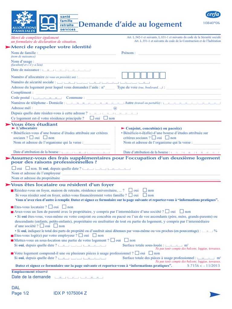 Demande d'aide au logement APL | PDF | Logement | Sécurité