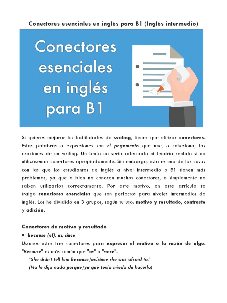 English connectors for B1 level